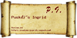 Puskás Ingrid névjegykártya