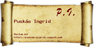Puskás Ingrid névjegykártya